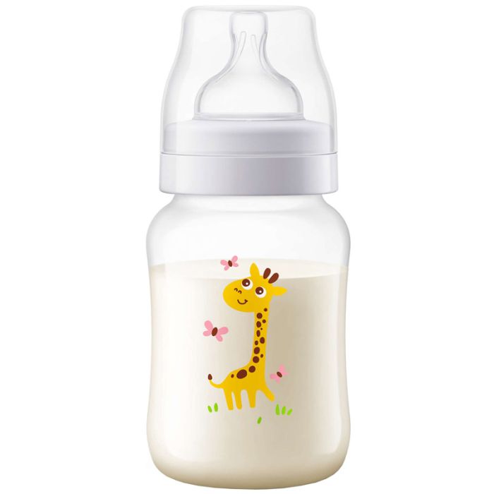 Buteliukas  kūdikiui AVENT "Classic" su žinduku 1m+ 260ml Žirafa