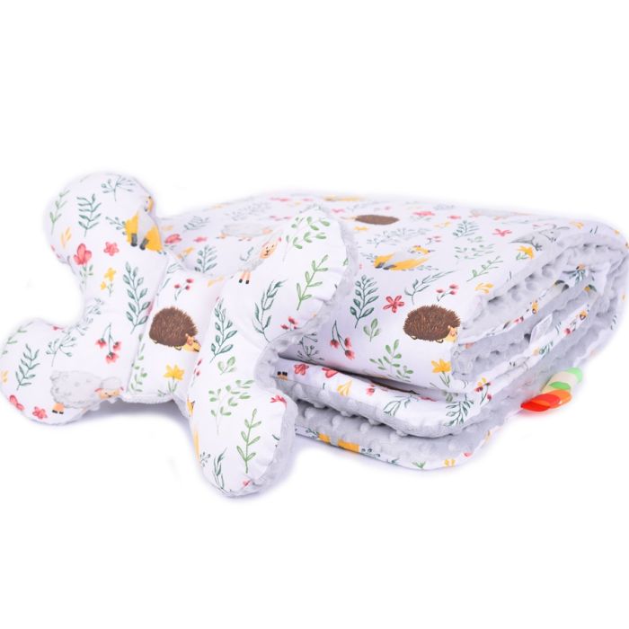 Komplektas "Little Friends" pledas 100x75cm ir pagalvė "drugelis" pilk.sp.