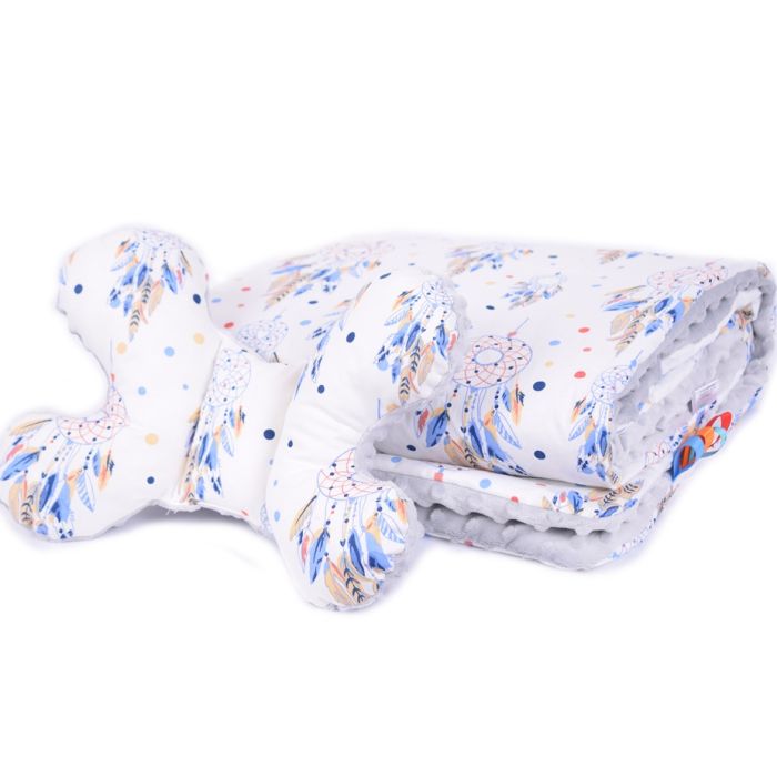 Komplektas "Nord" pledas 100x75cm ir pagalvė "drugelis" pilk.sp.