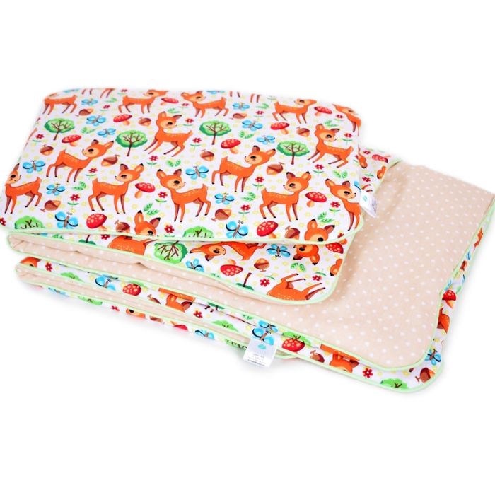 Komplektas vežimėliui "Bembi" pledas 60x75cm ir pagalvė 35x25cm gels.sp.