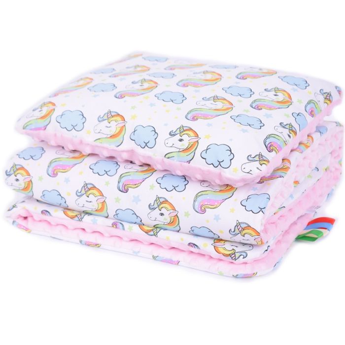 Komplektas "Fantasia" pledas 100x75cm ir pagalvė 30x40cm roz.sp