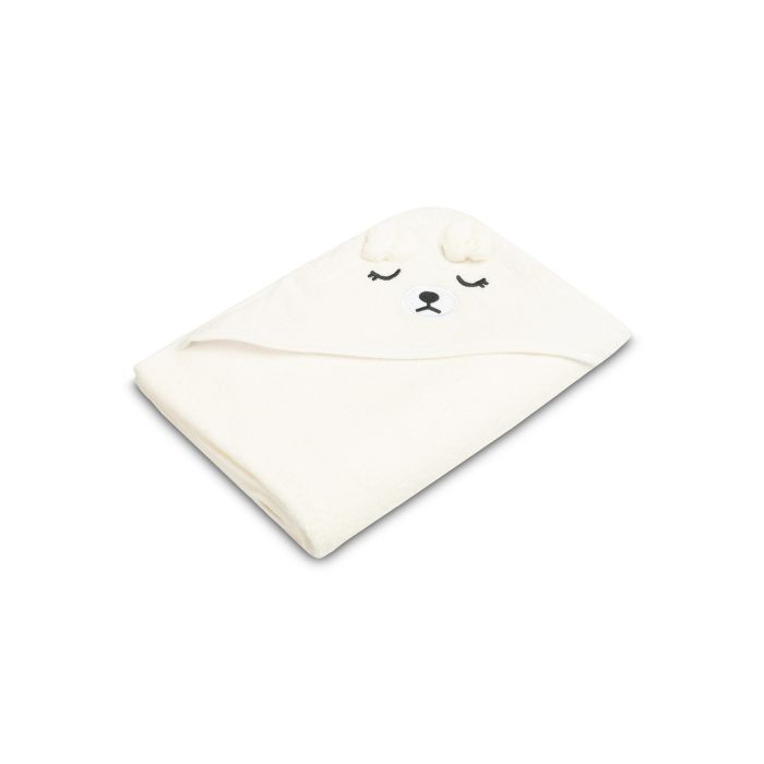 3D Rankšluostis kūdikiui "White bear" su gobtuvu 100x100cm "frotte" 