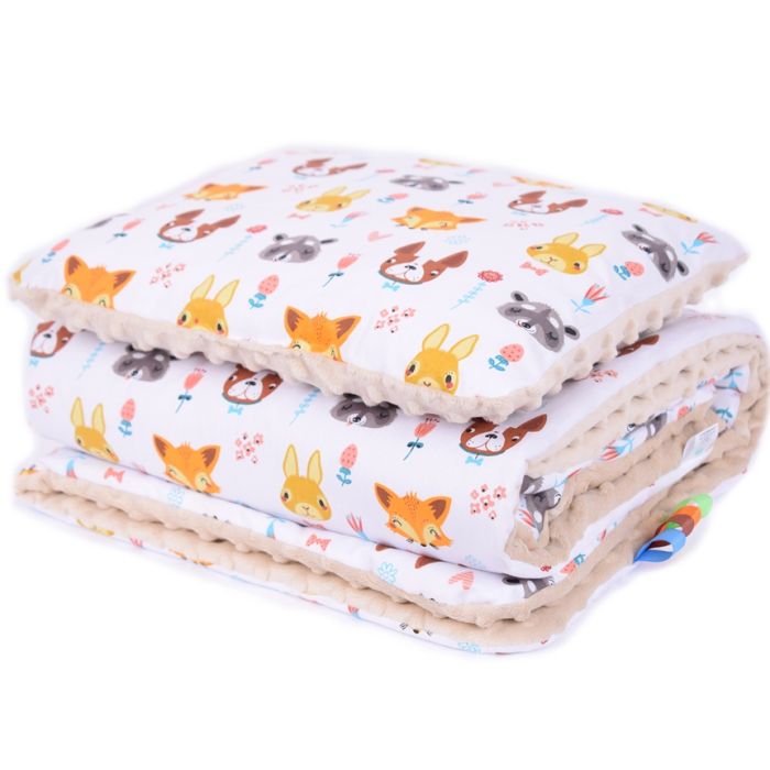 Komplektas "Forest Friends" pledas 100x75cm ir pagalvė 30x40cm gelsv.sp