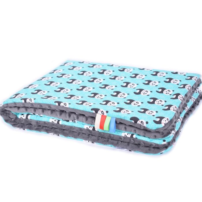 Komplektas "Panda"  pledas 100x75cm ir pagalvė 30x40cm t.pilk.sp