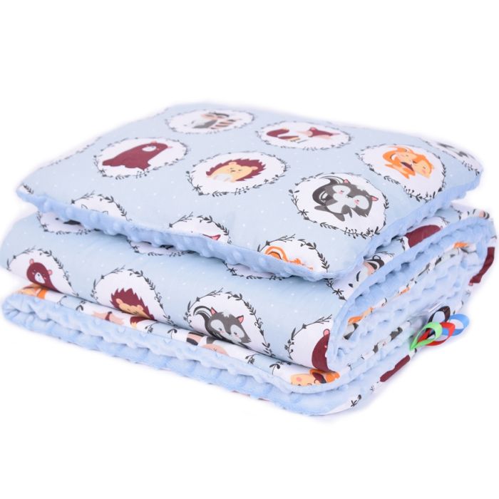 Komplektas "Family" pledas 100x75cm ir pagalvė 30x40cm sv.melsv.sp.