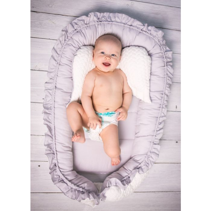 Kūdikio lizdelis "Bunny" su pagalve su sparneliais