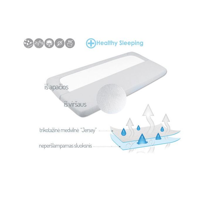 Neperšlampama paklodė su guma "Jersey" pilkos sp.