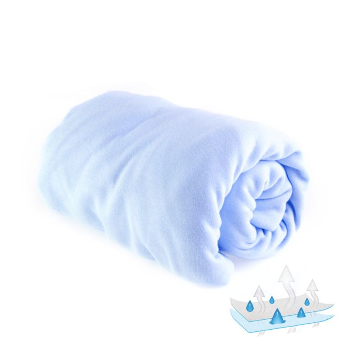 Neperšlampama paklodė su guma "Jersey" mėlynos sp.