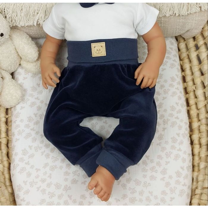 Veliūrinės kelnytės kūdikiui "BEAR NAVY" be pėdučių
