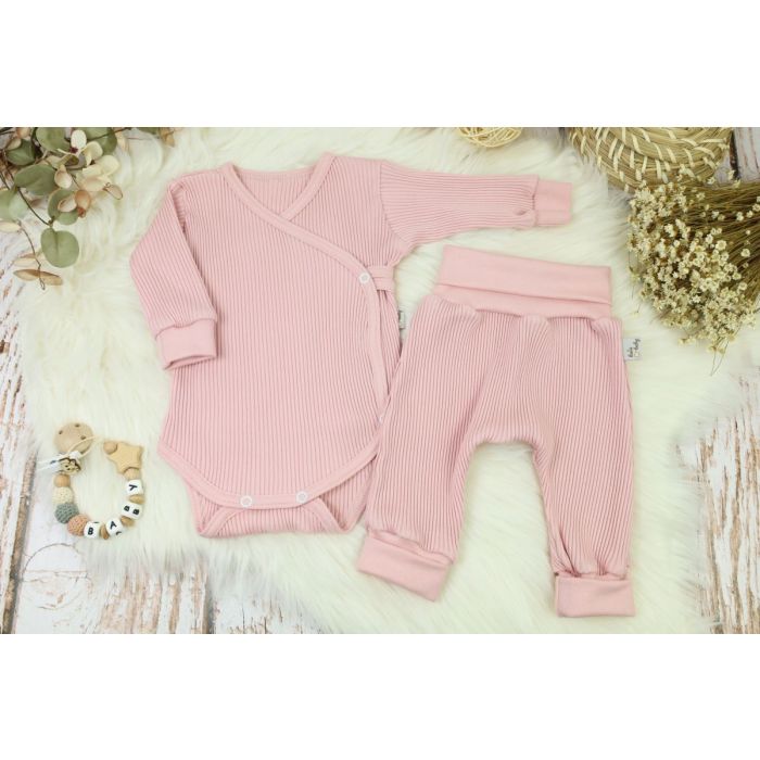 Drabužėliai kūdikiui "Lined lux" 2 dalių, pale rose