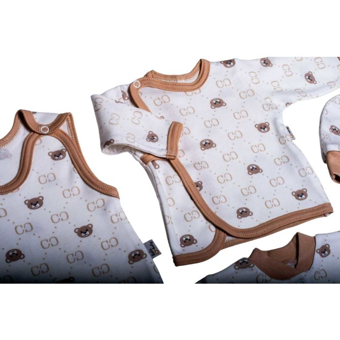 Kūdikio kraitelis - drabužėliai naujagimiui "Bear glamour" 5 dalių baltas