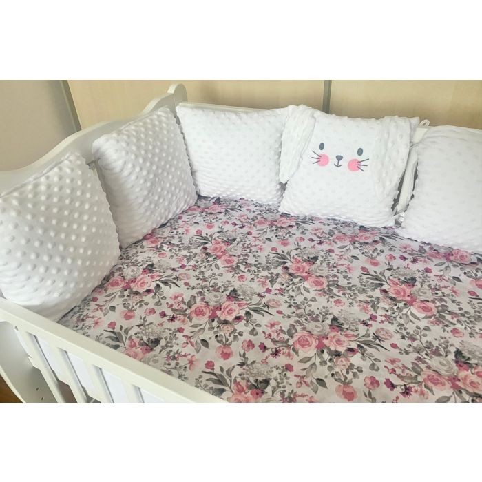 Lovytės apsaugėlės -pagalvėlės 180 cm "Cosy clouds" su zuikio aplikacija