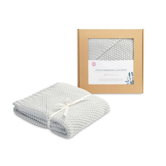 Megztas bambukinis pledukas kūdikiui "Baby" 90X85 cm pilkas