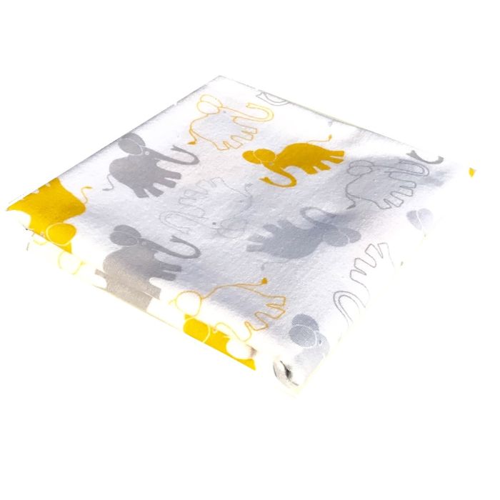 Flanelinis vystyklas kūdikiui su piešinukais 70x80cm baltas 1vnt.