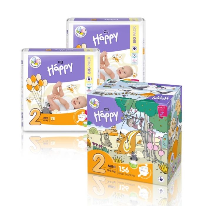 Sauskelnės BELLA Mini "2" 3-6 kg 156 vnt 