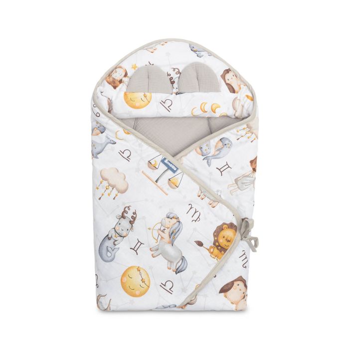 Muslino pledas automobilinei kėdutei "ZODIAC" 90x90 cm pilkas