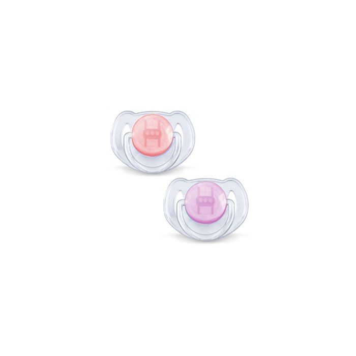 Čiulptukai AVENT "Translucent" ortodontinis 6-18m violet-rož.sp. 2vnt