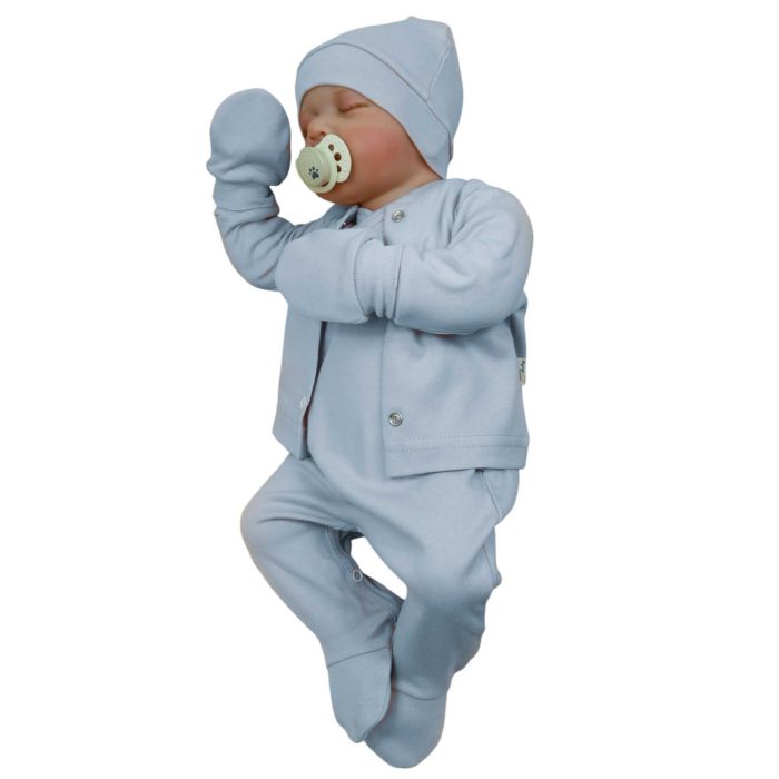 Kūdikio kraitelis - drabužėliai naujagimiui "Blank baby blue" 5 dalių