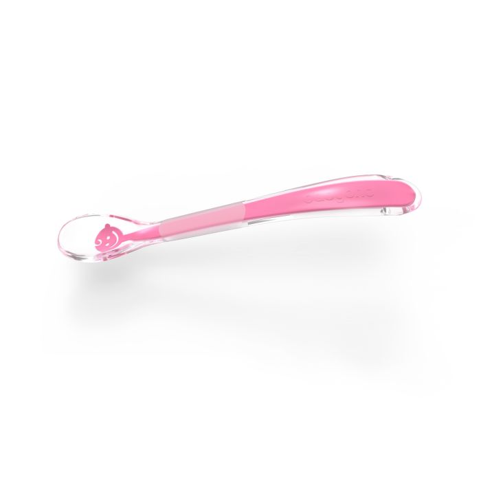 Babyono silikoninis šaukštas kūdikiui, rausvas