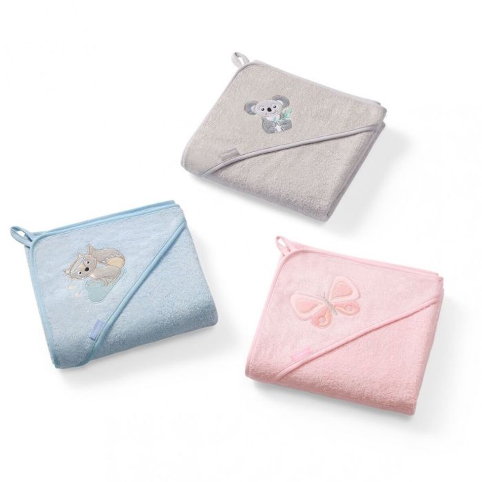 Bambukinis rankšluostis kūdikiui "Koala" su gobtuvu 100x100cm pilkas