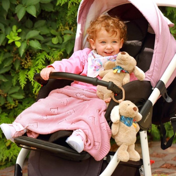 Megztas bambukinis pledukas kūdikiui "Love U" 75x100 cm rausvas