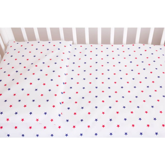 Užvalkalų komplektas 135x100 "Žvaigždutės" mėl-raud. sp.