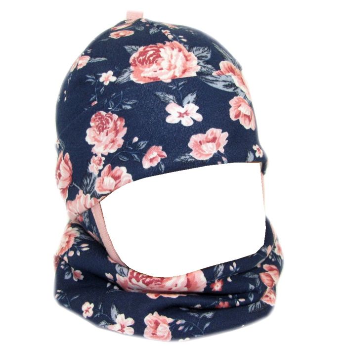 Kepurytė ir kaklaskarė kūdikiui "Cosy" - navy flora