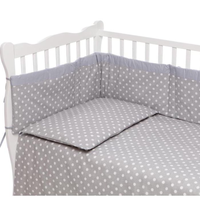 Patalynė kūdikiams su apsaugėlėmis "Dots" pilkos spalvos