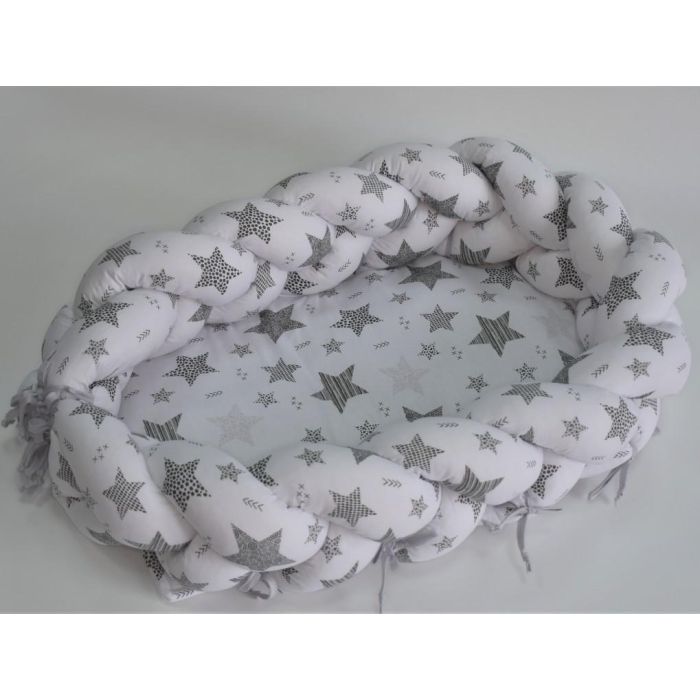 Kūdikio lizdelis - apsaugėlė  2 in 1 "Galaxy white" baltos spalvos