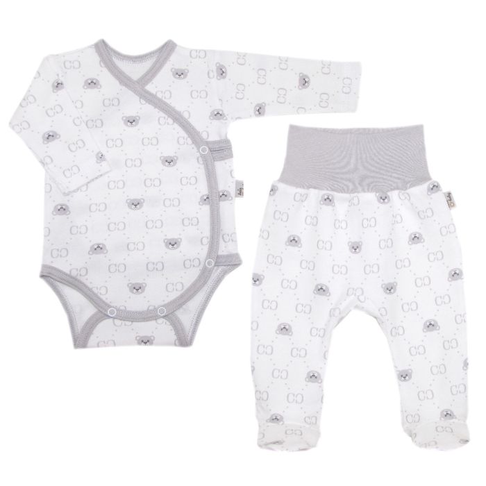 Drabužėliai kūdikiui "Bear glamour grey" balti 2 dalių 