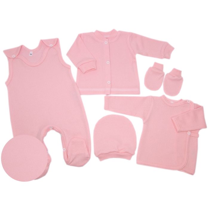 Kūdikio kraitelis - drabužėliai naujagimiui "Natural pink " 5 dalių 