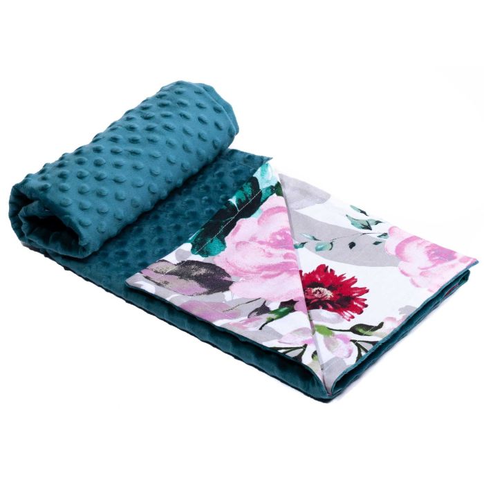 Pledas kūdikiui "Flowers" 100x75cm  smaragdo spalvos