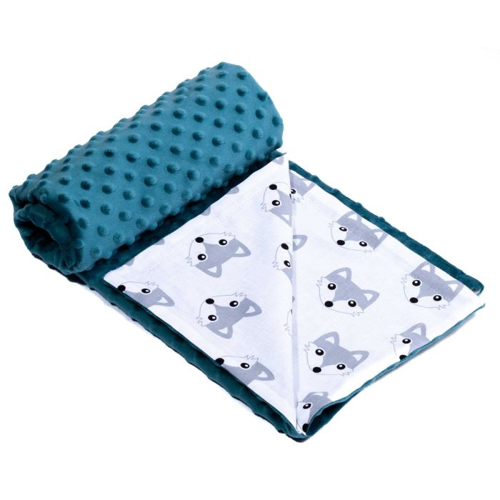 Pledas kūdikiui "Fox" 100x75cm  smaragdo spalvos