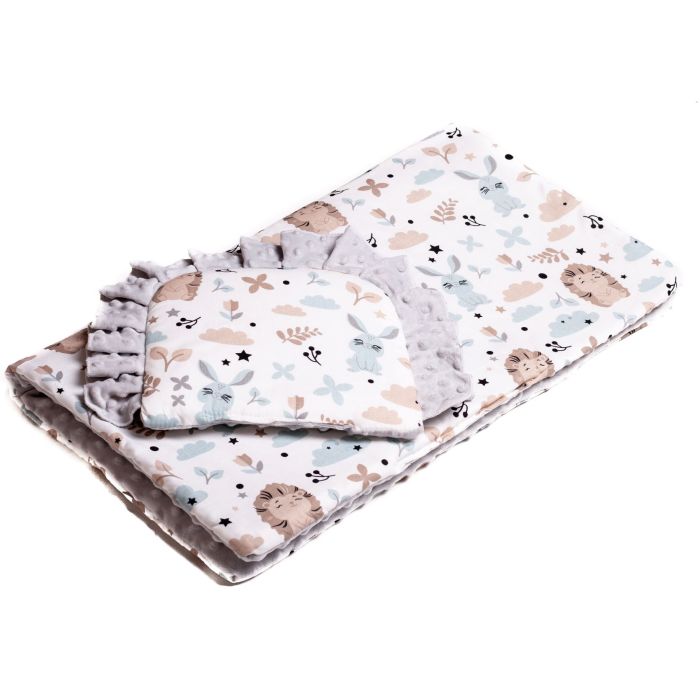 Pledukas kūdikiui "Bunny& Hedgehog" su pagalve, pilkas 