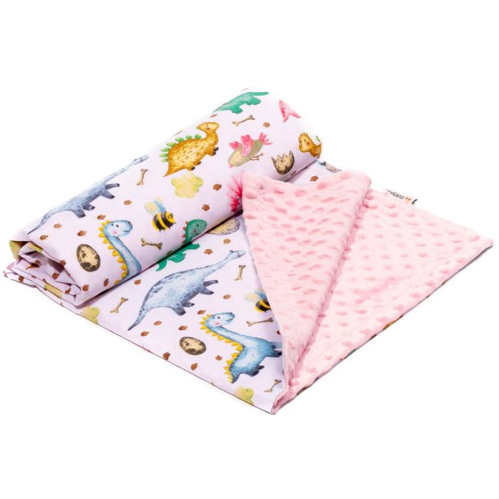 Pledas kūdikiui "Dino" 100x75cm  rožinės spalvos
