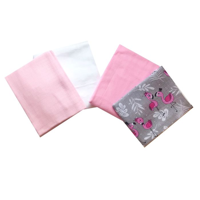 Vystyklai kūdikiui - 4 dalių komplektas "Flamingo"