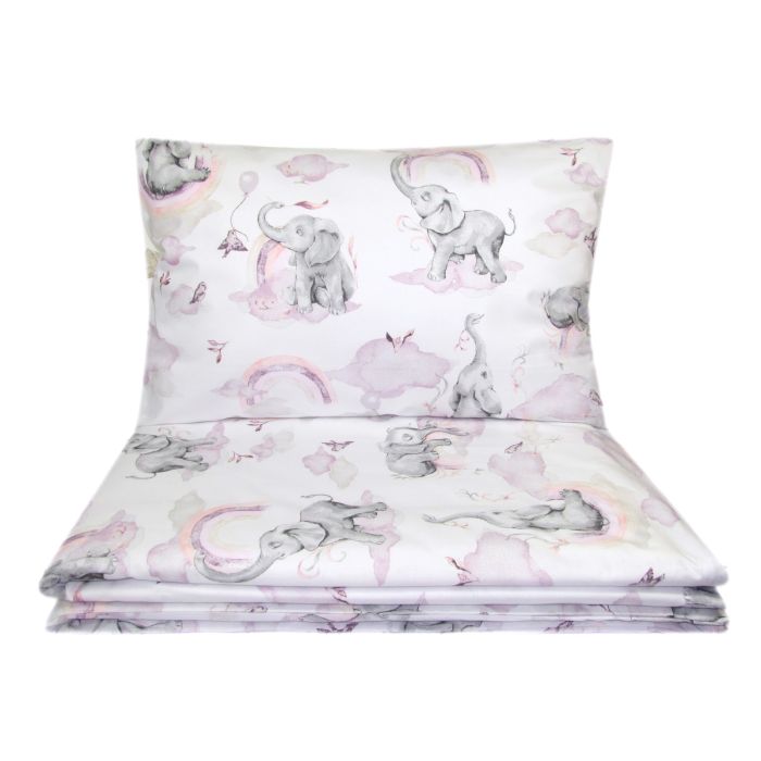 Kūdikio patalynė lopšiui 80x70cm "Elephants" rausva