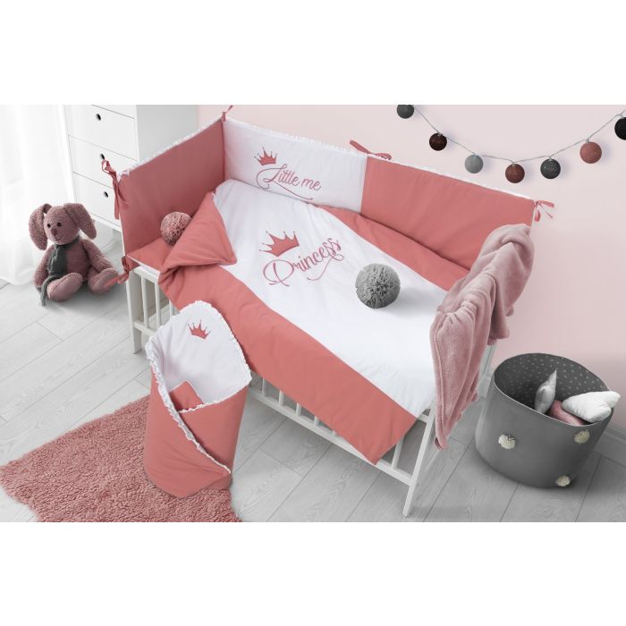 Patalynė kūdikiams su apsaugėlėmis "Royal baby" rožinis  