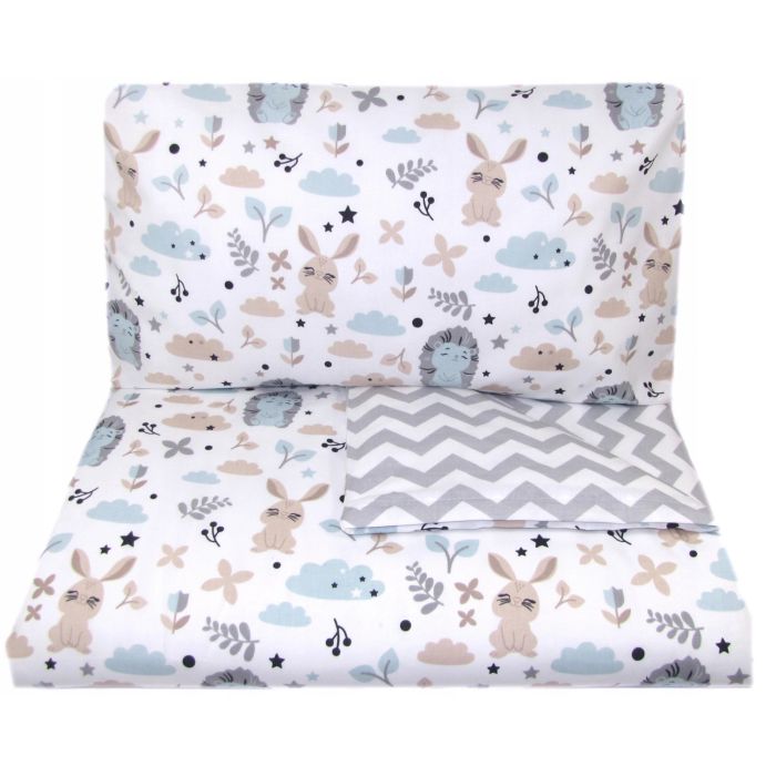 Patalynė (dvipusė) kūdikiams 135x100 "Bunny & Hedgehog"  