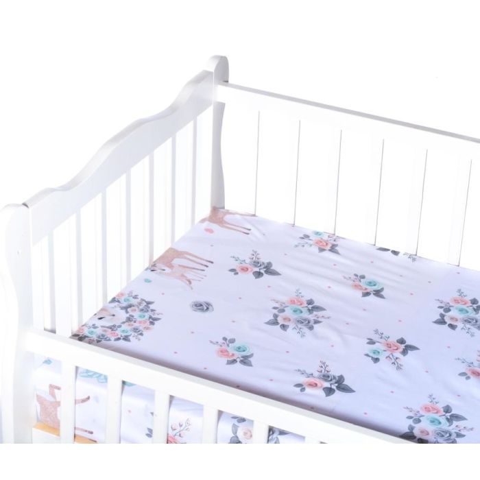 Paklodė su guma 120x60 "Bembi" - medvilninė, balta 