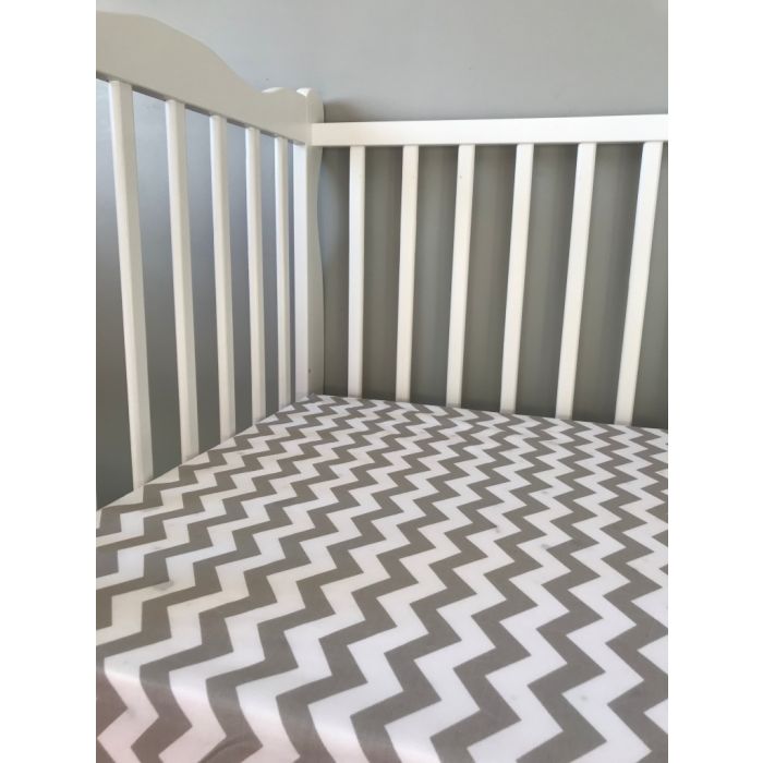 Paklodė su guma 120x60 "Zygzag" - medvilninė 