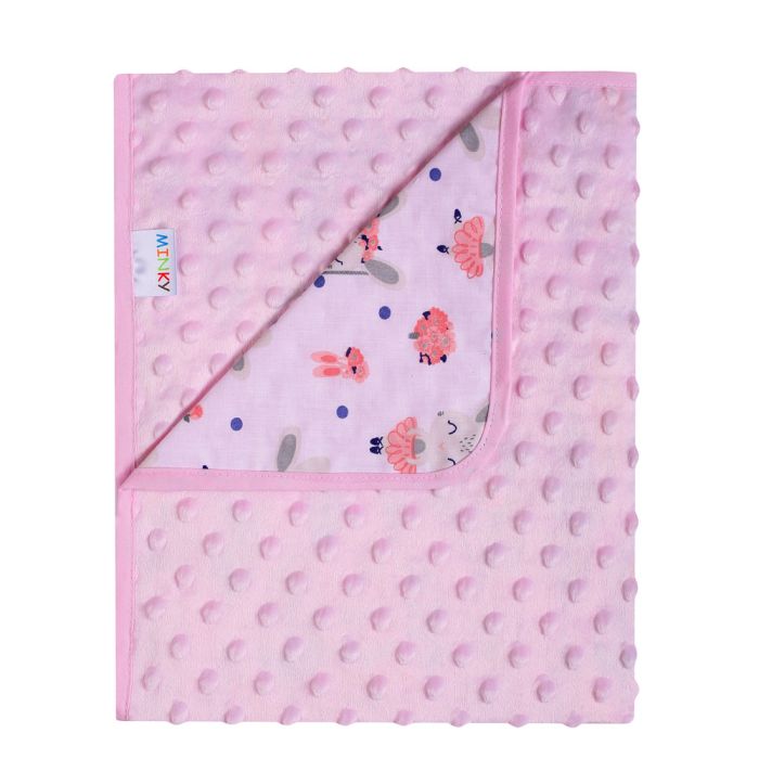 Pledas kūdikiui "Bunny&Flowers" 80x90 cm rožinis