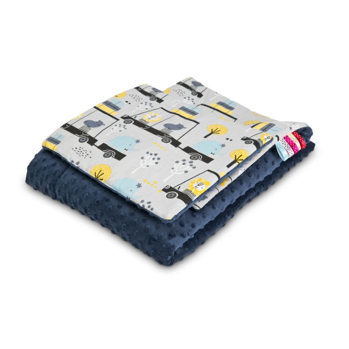 Pledukas kūdikiui "ZOO" 100x75cm su pagalve melsvas