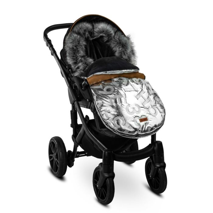Šiltas miegmaišis - vokelis vežimėliui  "Aspen glamour" silver 
