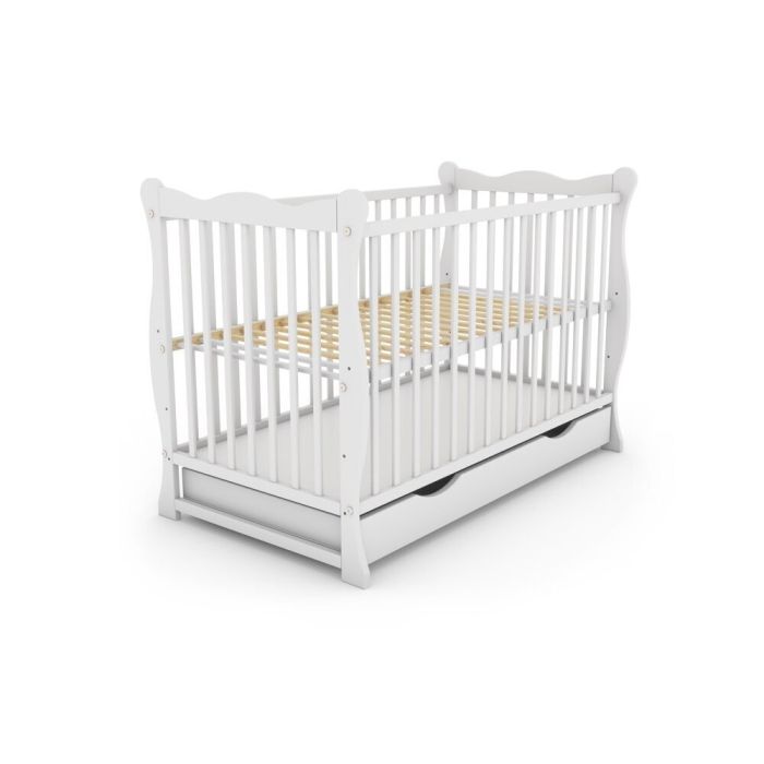 Kūdikio lovytė "EMI" 120x60 cm  su stalčiais baltos spalvos 