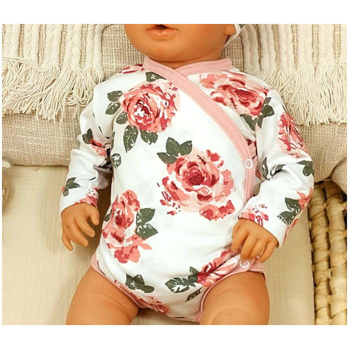 Drabužėliai kūdikiui "Big roses pink" 2 dalių 