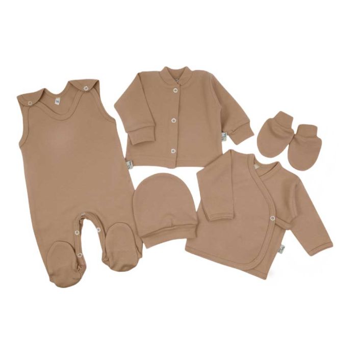 Kūdikio kraitelis - drabužėliai naujagimiui "Blank coffee" 5 dalių
