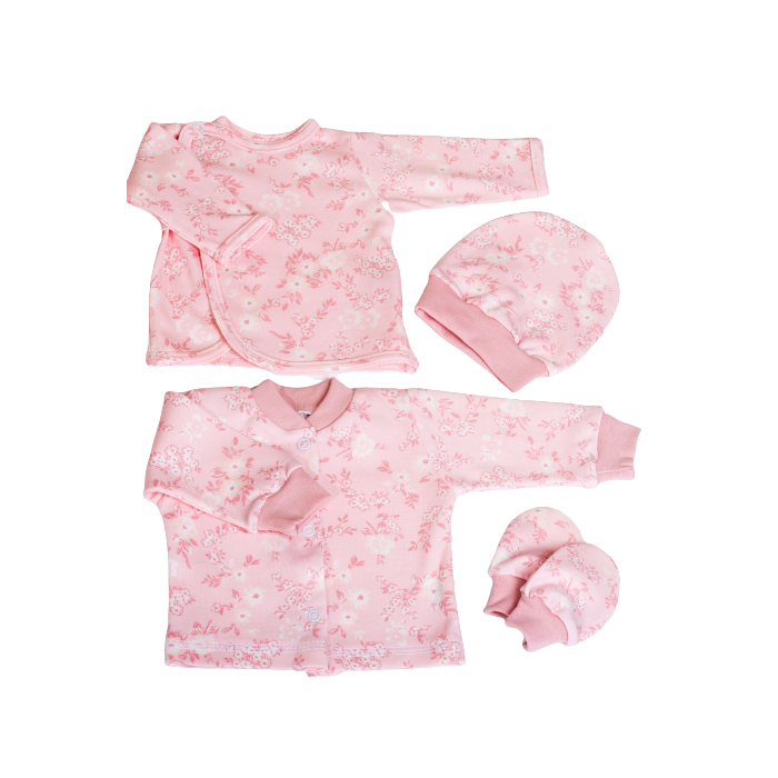 Kūdikio kraitelis - drabužėliai naujagimiui "Gentle story " 5 dalių rožinės spalvos