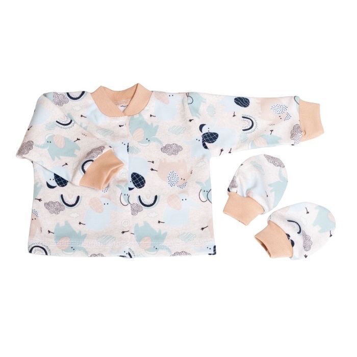 Kūdikio kraitelis - drabužėliai naujagimiui "Jumbo" 5 dalių smėlio spalvos