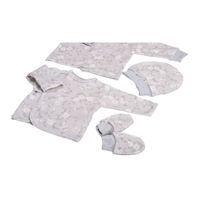 Kūdikio kraitelis - drabužėliai naujagimiui "Gentle story " 5 dalių pilkas